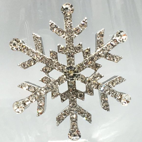 4 Christmas Rhinestone Snowflake Stemless Wine Glass Set Silver Jeweled Holidays - Picture 8 of 9